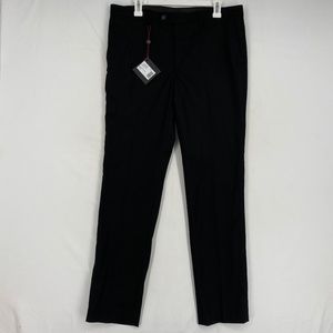 1670 Mens Size 34W 32L Dress Work Pants Black Straight Leg Flat Front